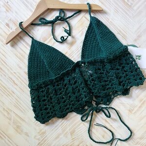 Velvet Green Crochet Halter Top